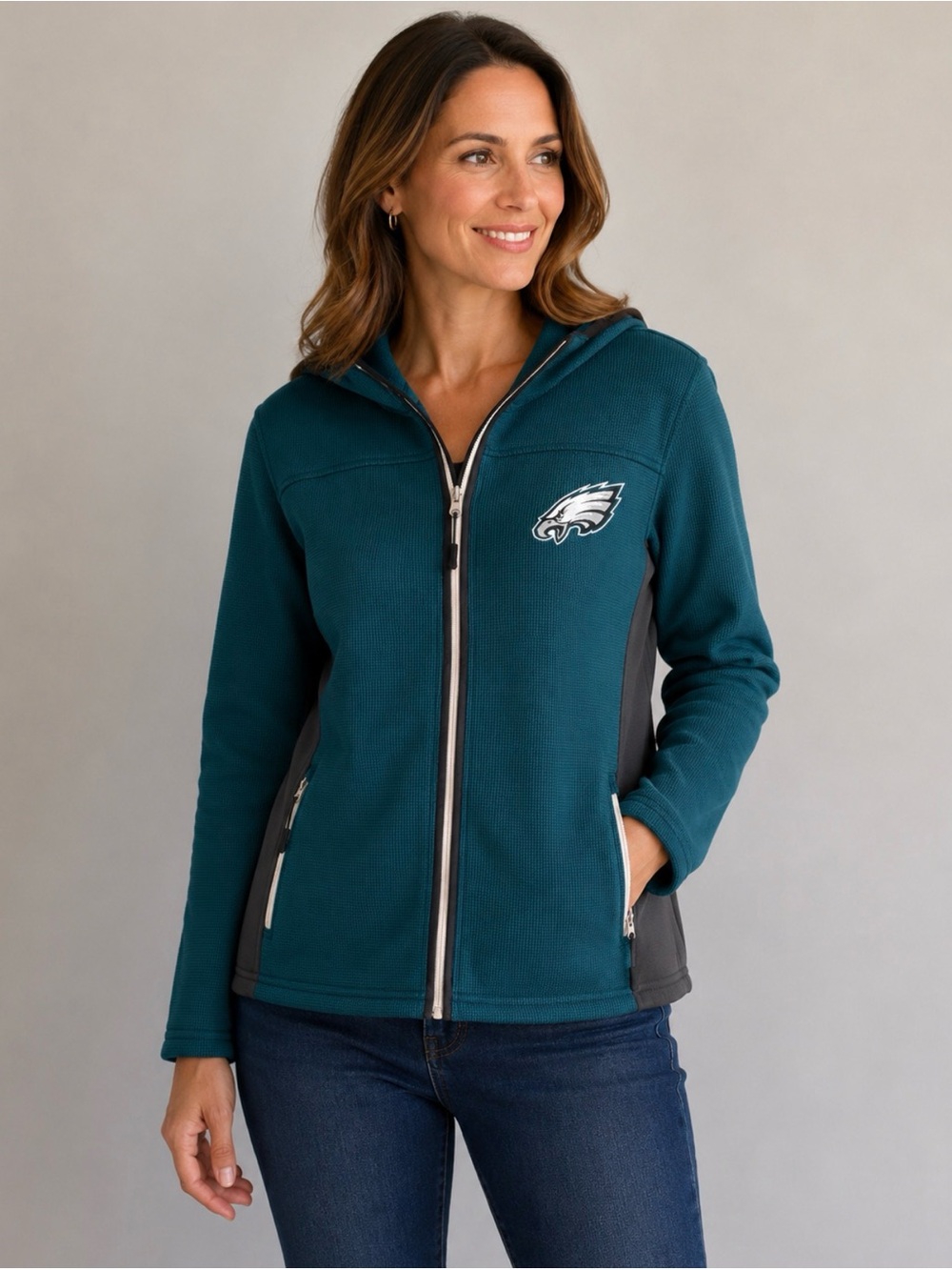 NFL Teal and Light Gray Team Apparel Hoodie Philadelphia Eagles